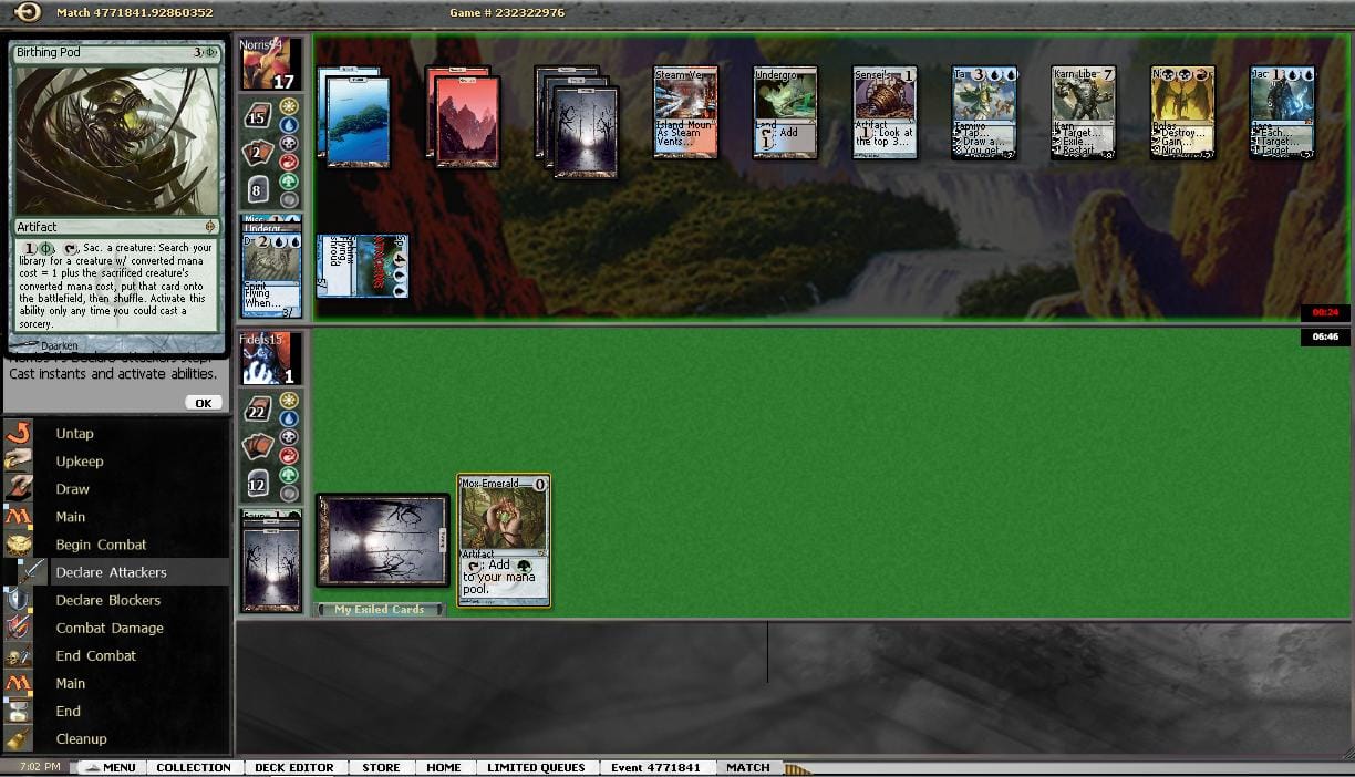 A screenshot of magic the gathering online